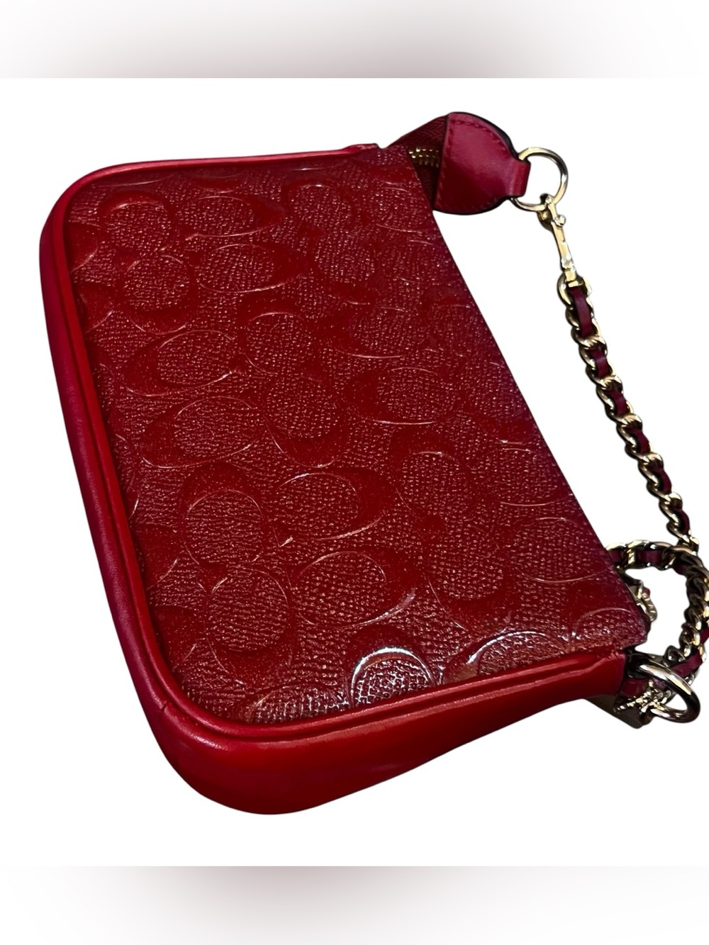 COACH Signature Debossed Chain Large Wristlet 19/ Shoulder Bag - Picture 7 of 15